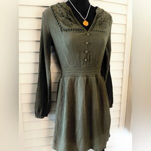 ✨Host Pick✨ Zara Olive Green Long Sleeve Dress Size XS
